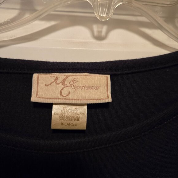 Women's black cotton/polyester long sleeved holiday t-shirt size XL - Picture 3 of 4